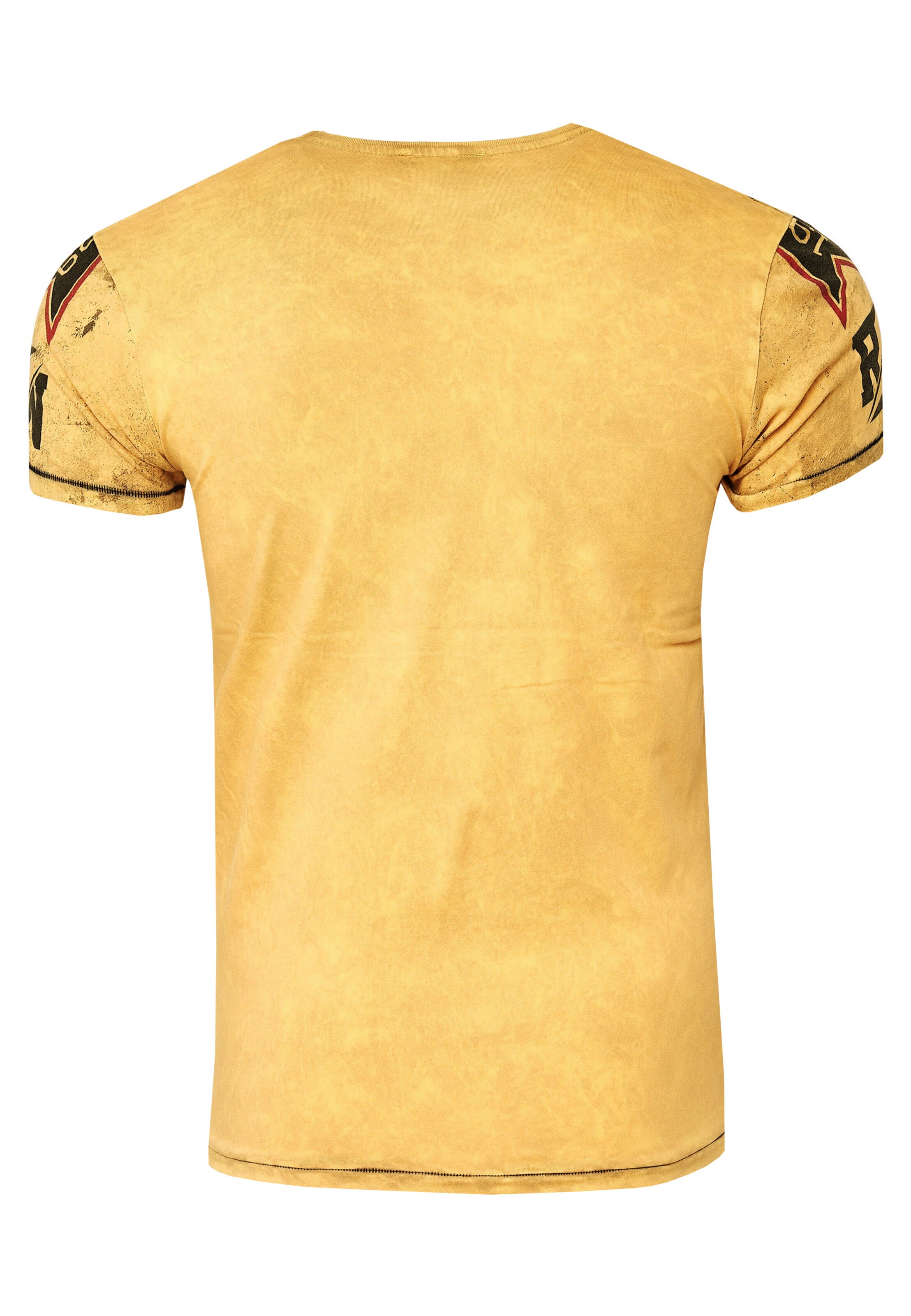 Männer Große Größen Rusty Neal Cooles T-Shirt aus weicher Baumwolle in Gelb - CE78123