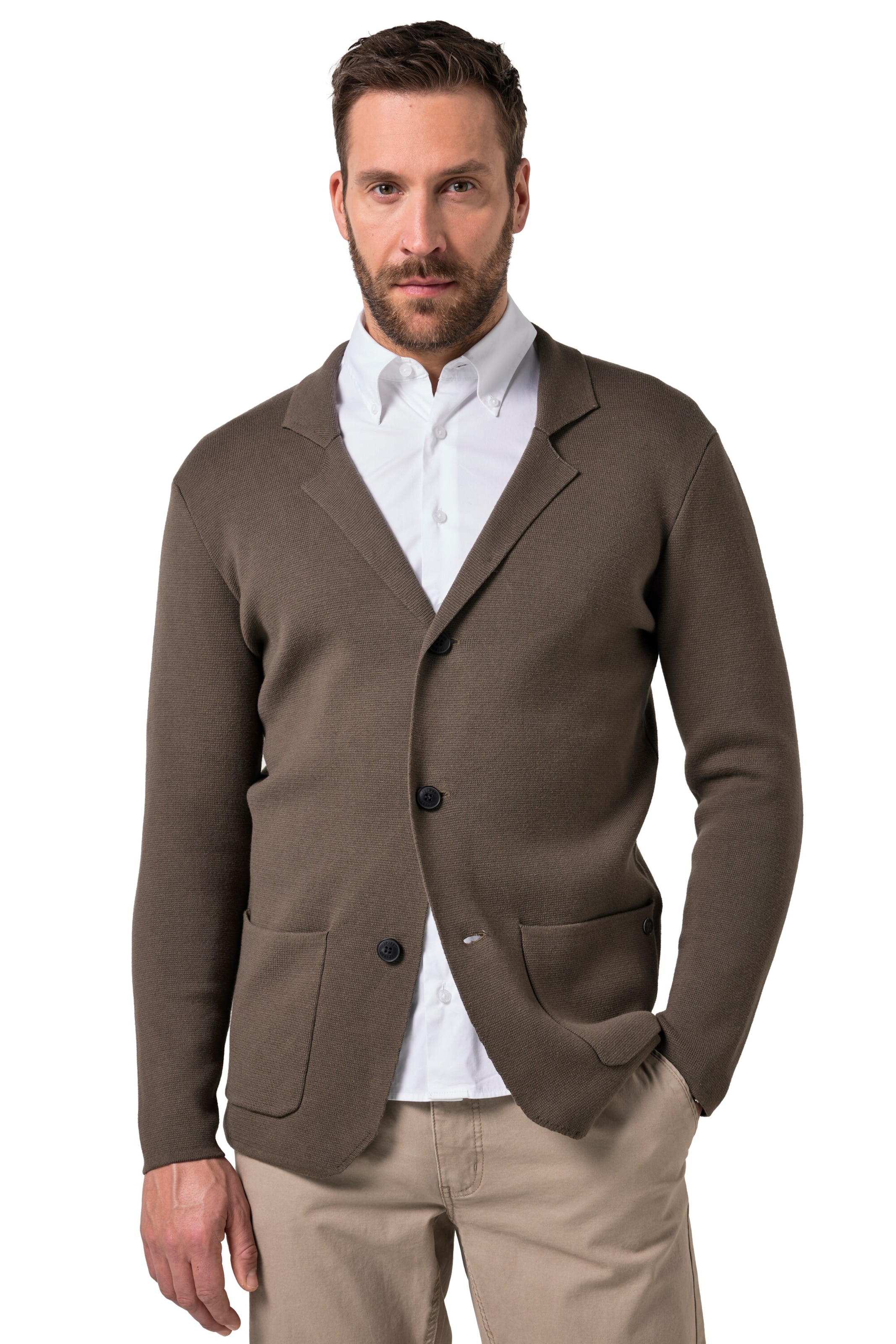 JP1880 Comfort fit Knit cardigan in Brown: front