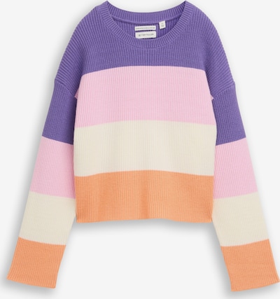 TOM TAILOR Pulover u tamno ljubičasta / narančasta / roza / vuneno bijela, Pregled proizvoda