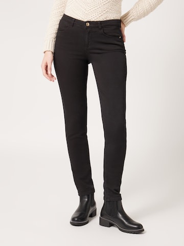 Coupe slim Pantalon 'Powi' NAF NAF en noir : devant