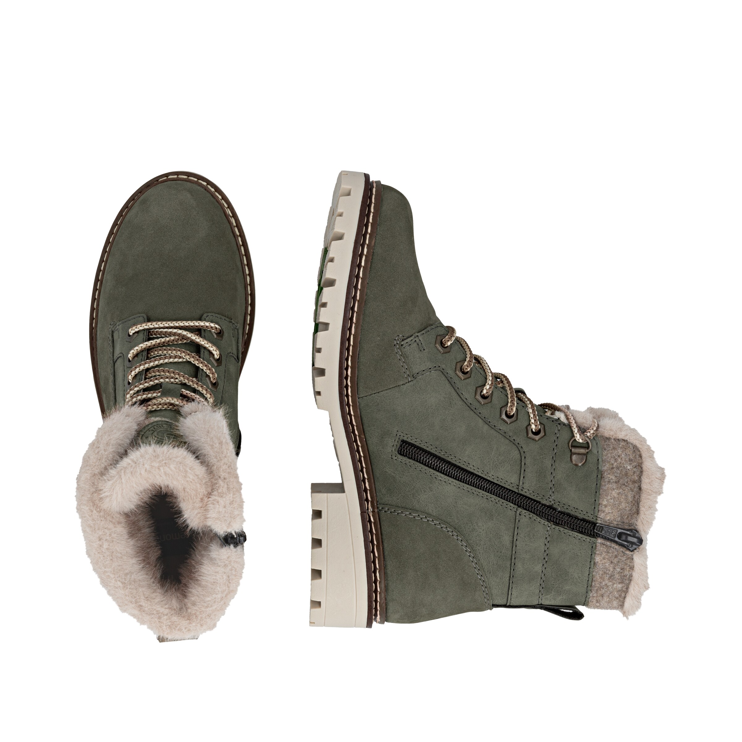 REMONTE Lace-Up Boots 'D0B81' in Green