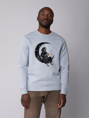 Sweat-shirt ' Pizza for life ' Watapparel en bleu : devant