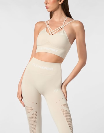 Plein Sport - Bustier Sujetador deportivo en beige: frente