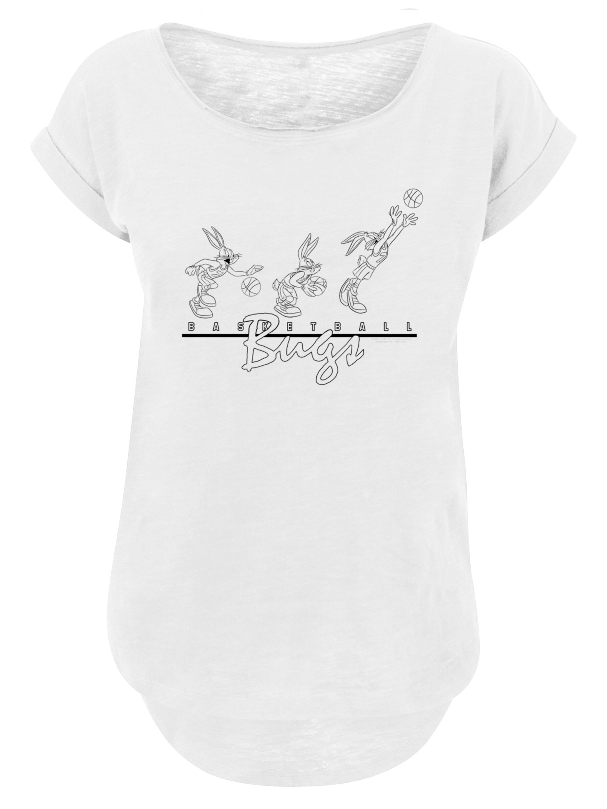 F4NT4STIC Shirt 'Looney Tunes Basketball Bugs' in de kleur Zwart / Wit, Productweergave