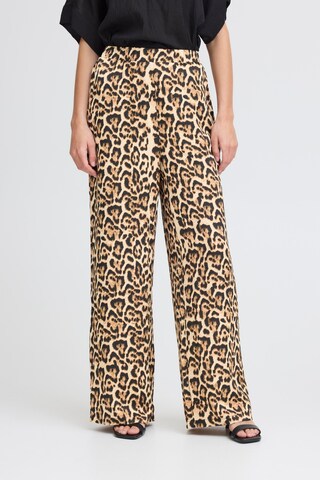 Wide Leg Pantalon 'IHCNima' ICHI en marron : devant