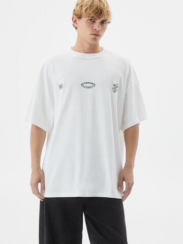 T-Shirt Pull&Bear en blanc : devant