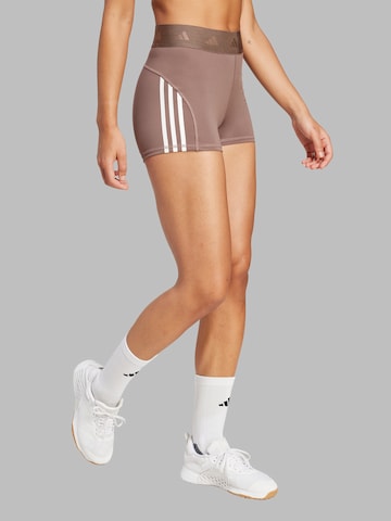 ADIDAS PERFORMANCE Skinny Sportovní kalhoty 'HYGLM' – hnědá