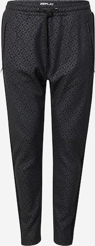 REPLAY Tapered Trousers in Black: front