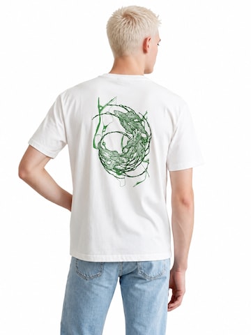 Perfect&Basic - Camiseta 'Koi Back Flock' en blanco