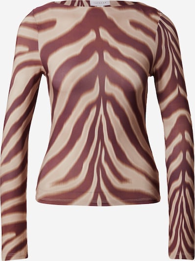 TOPSHOP Paita 'ZABRA' koossa XS värissä beige / ruskea / viininpunainen, Tuotenäkymä