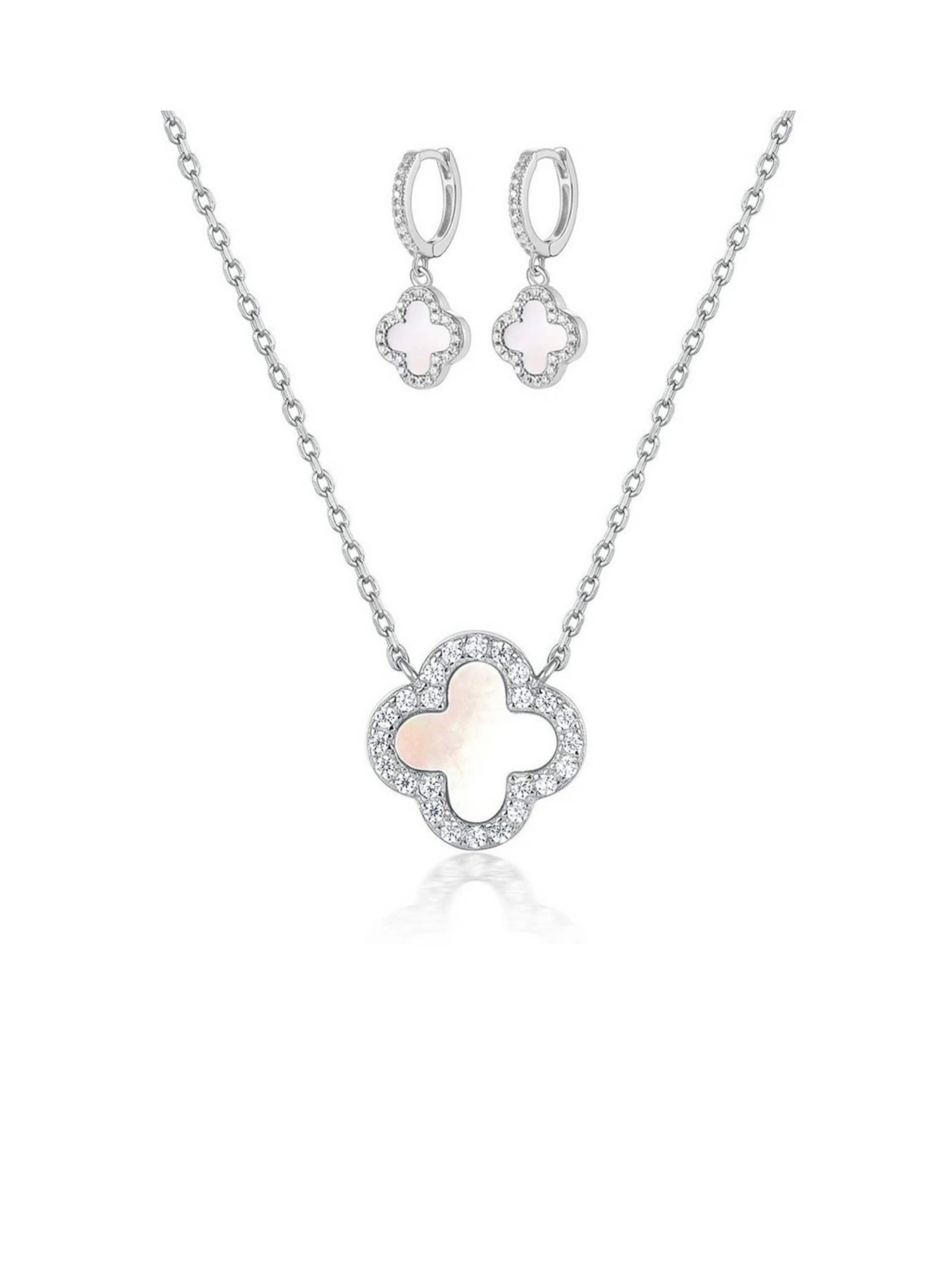 ROUGEMONT Jewellery Schmuckset 'Glücksbringer Kleeblatt Schmuckset 925 Sterling Silber'‌‌‌‌‌‌‌ in Silber: Vorderseite