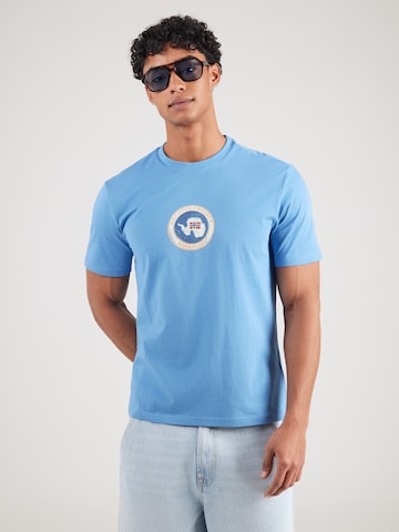 Tricou 'PHOS' de la NAPAPIJRI pe albastru: față