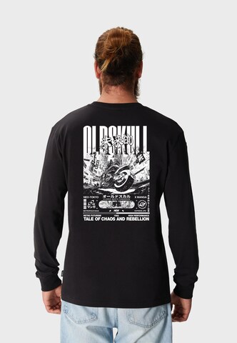 Oldskull Langarmshirt 'Asian Futurism Rider Graphic' in Schwarz: Vorderseite