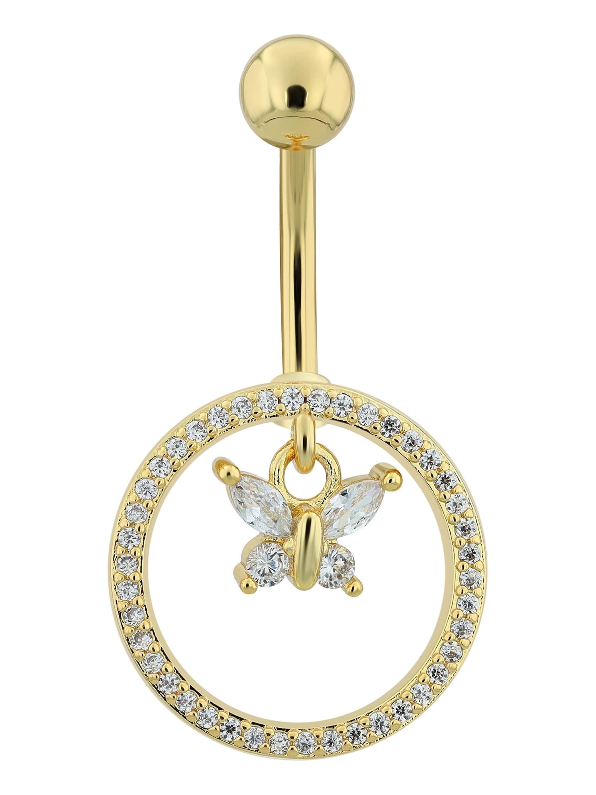 Akzent Piercings 'Lugia, silberfarbig, hautverträglich' in Gold: front