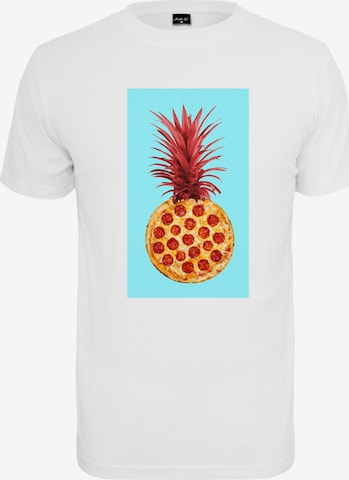 Mister Tee Shirt 'Pizza Pineapple' in Wit: voorkant