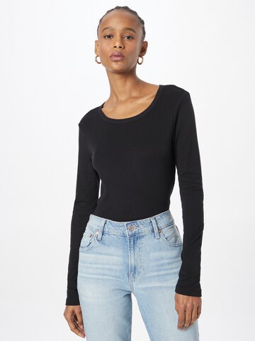 GAP Shirt 'V-LS FAV CREW SLD' in Zwart: voorkant