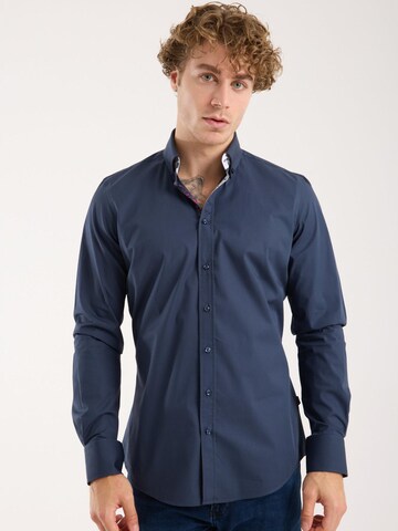 Slim fit Camicia 'Donatello Iconic Poplin Stretch Man Shirt Red' di 7Camicie in blu: frontale