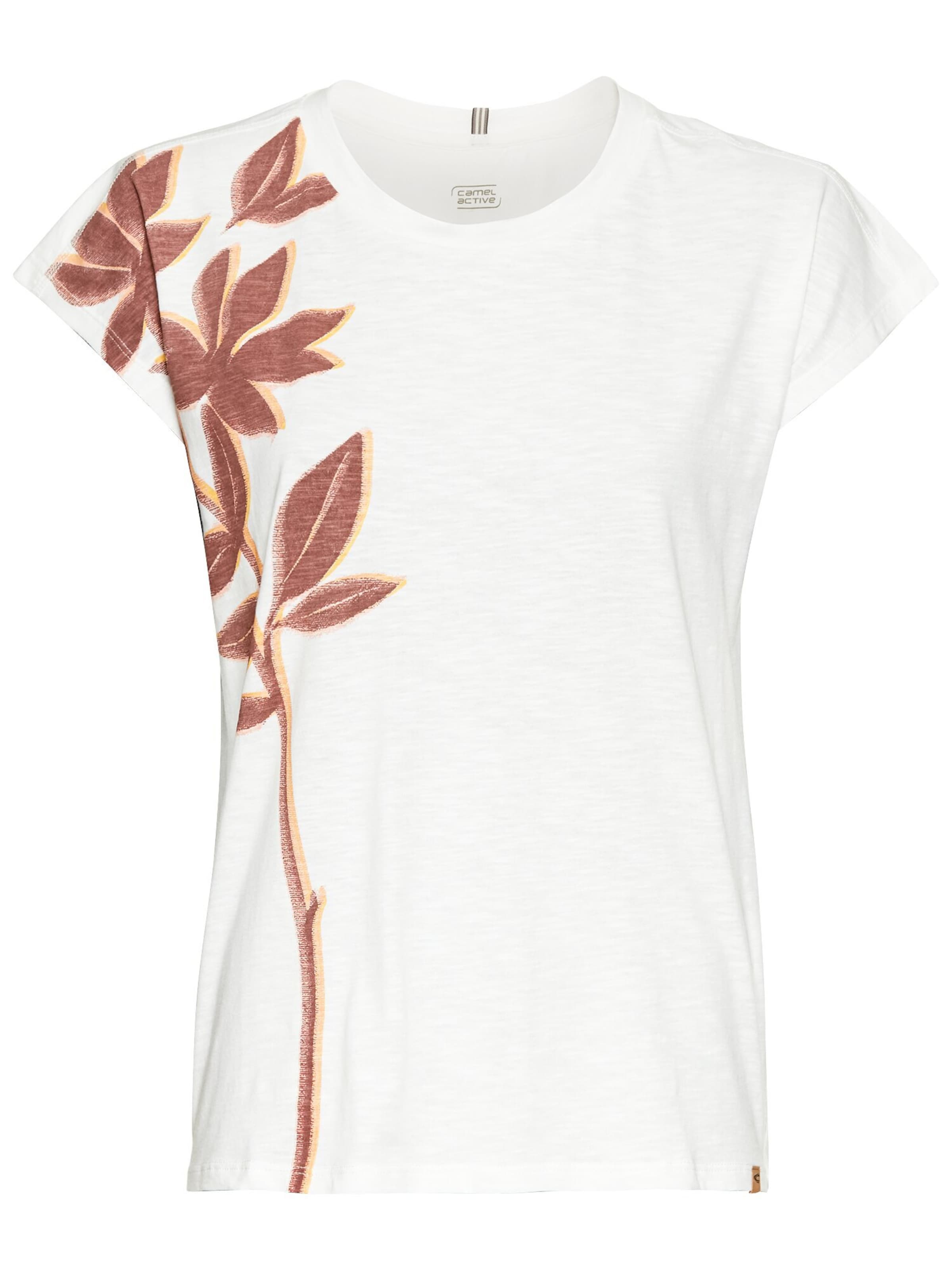CAMEL ACTIVE T-Shirt mit Blumenprint aus Baumwolle in Weiß: Vorderseite