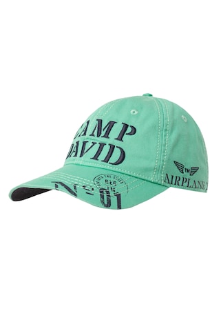 CAMP DAVID Base Cap Stone Washed mit Logo-Stickerei und Prints in Grün: Vorderseite