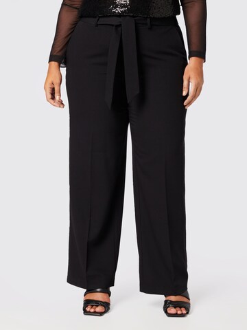 KAFFE CURVE Regular Pleated Pants 'Melani' in Black: front