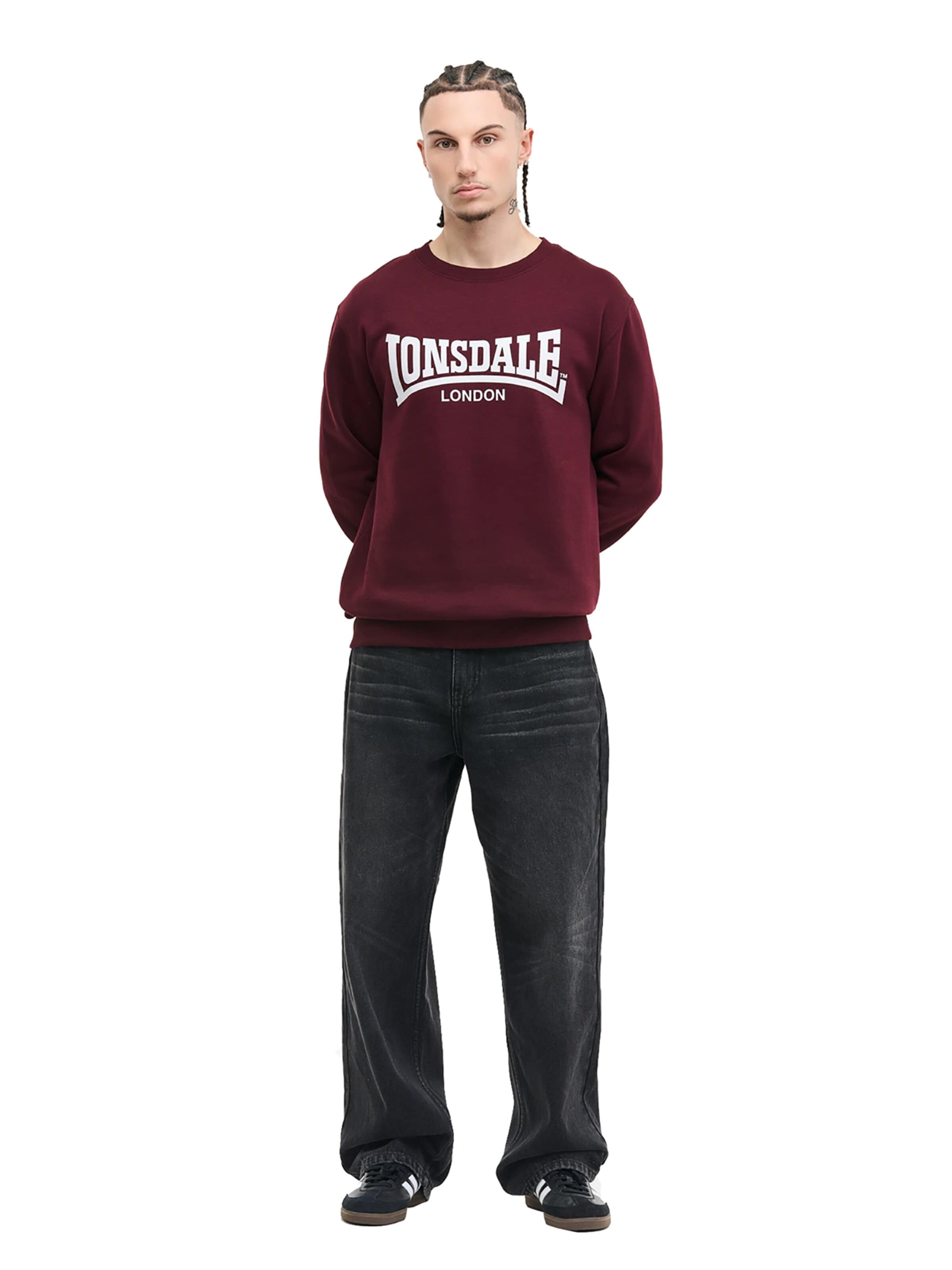 LONSDALE Μπλούζα φούτερ 'Welham' σε κόκκινο