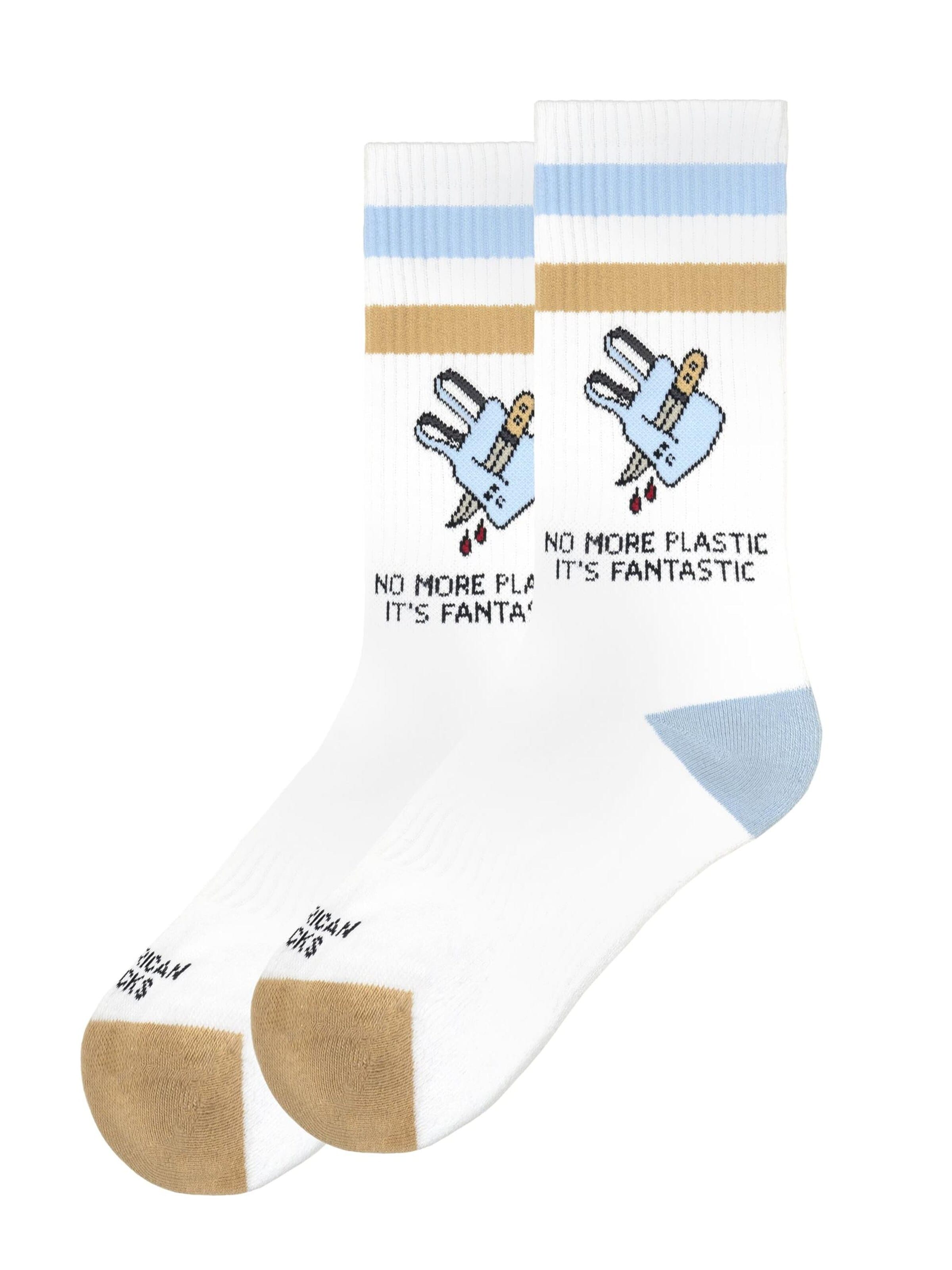 American Socks Socks 'No more plastic' in White: front