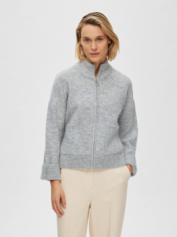 SELECTED FEMME Knit Cardigan in Grey: front