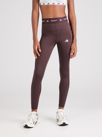 ADIDAS PERFORMANCE Skinny Sports trousers 'STASH' in Brown: front