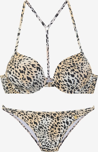 XXS/A dydžio Bikinis iš LASCANA, spalva – gelsvai pilka spalva / šviesiai pilka / juoda / balta, Prekių apžvalga