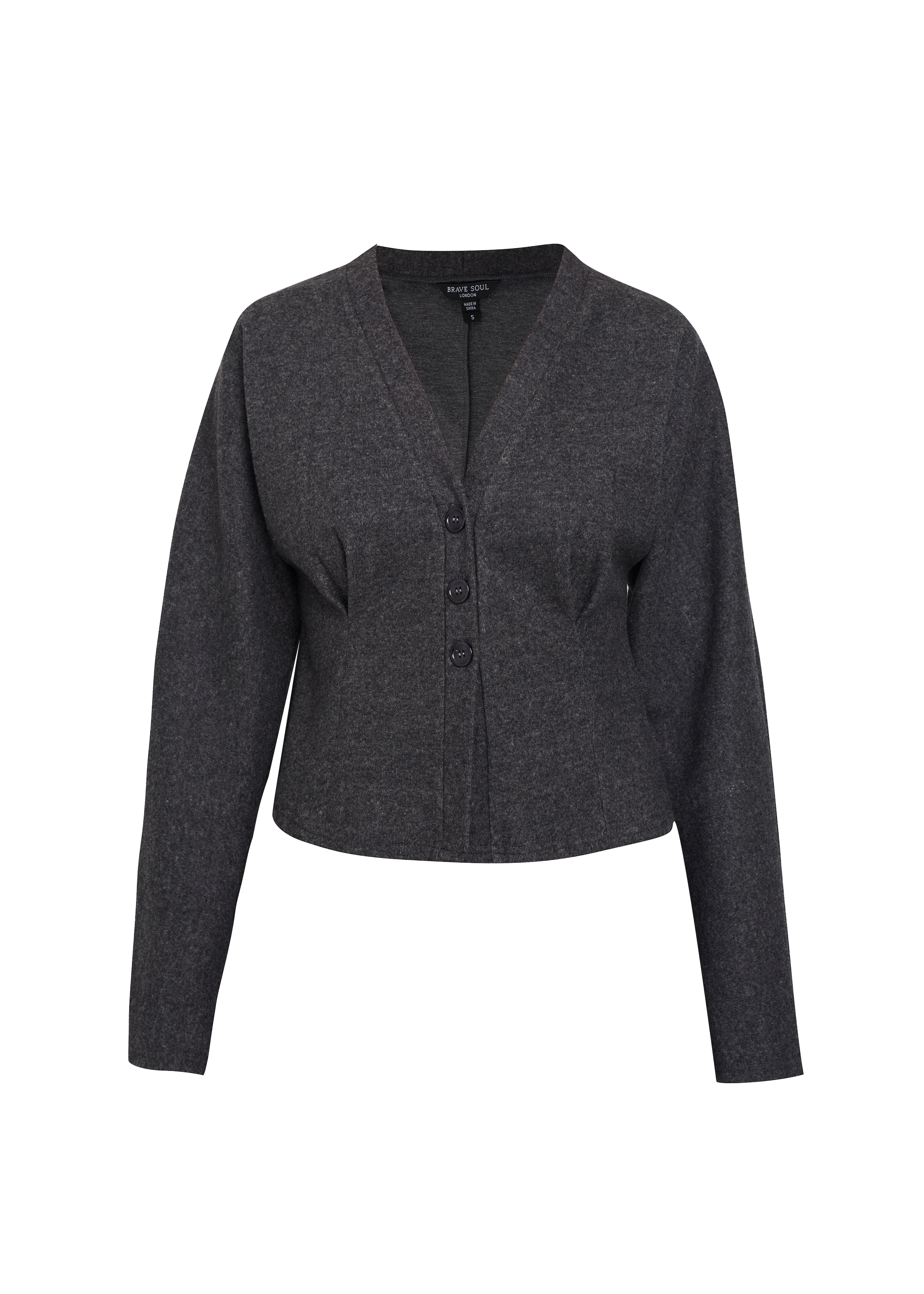 BRAVE SOUL Gebreid vest in Grijs: voorkant