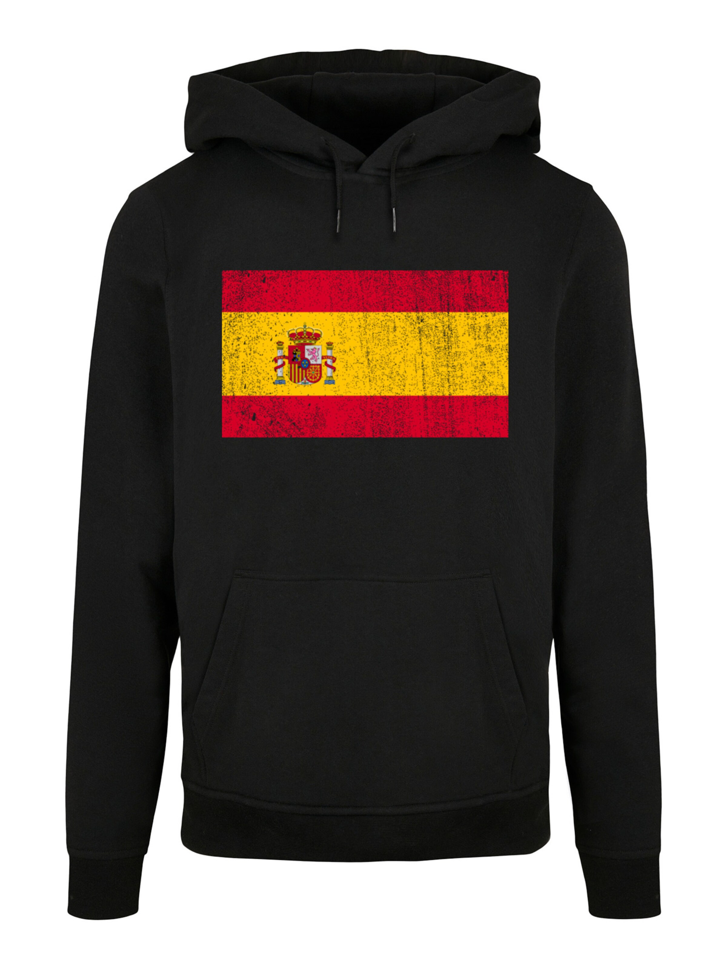 F4NT4STIC Sweatshirt 'Spain Spanien Flagge distressed' in Black: front