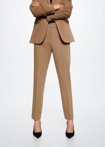 MANGO Pleated Pants 'Borea' in Brown: front