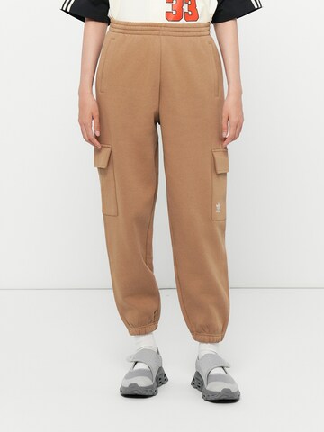 Adidas Originals Textil Tapered Cargo Pants 'ESS' in Brown: front