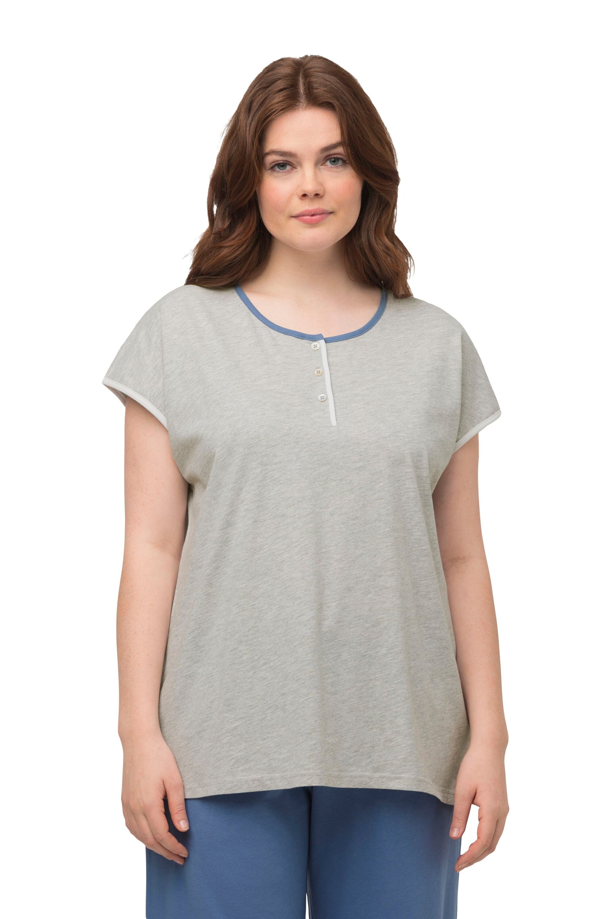 Ulla Popken Schlafshirt in Grau: Vorderseite