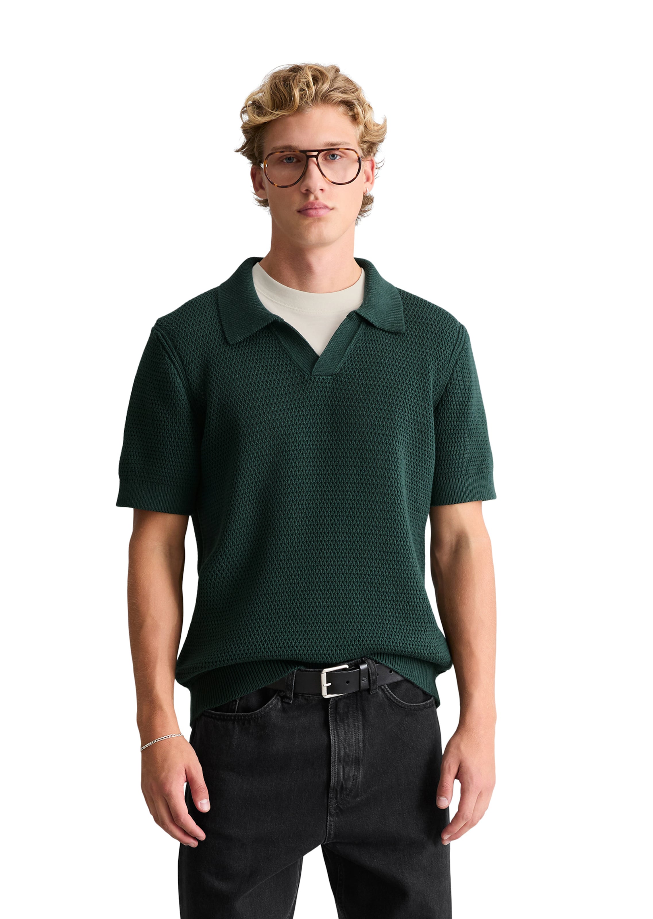 Marc O'Polo DENIM Poloshirt in Grün: Vorderseite