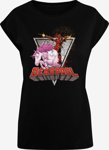 ABSOLUTE CULT T-Shirt 'Deadpool - Rides A Unicorn' in Schwarz: predná strana
