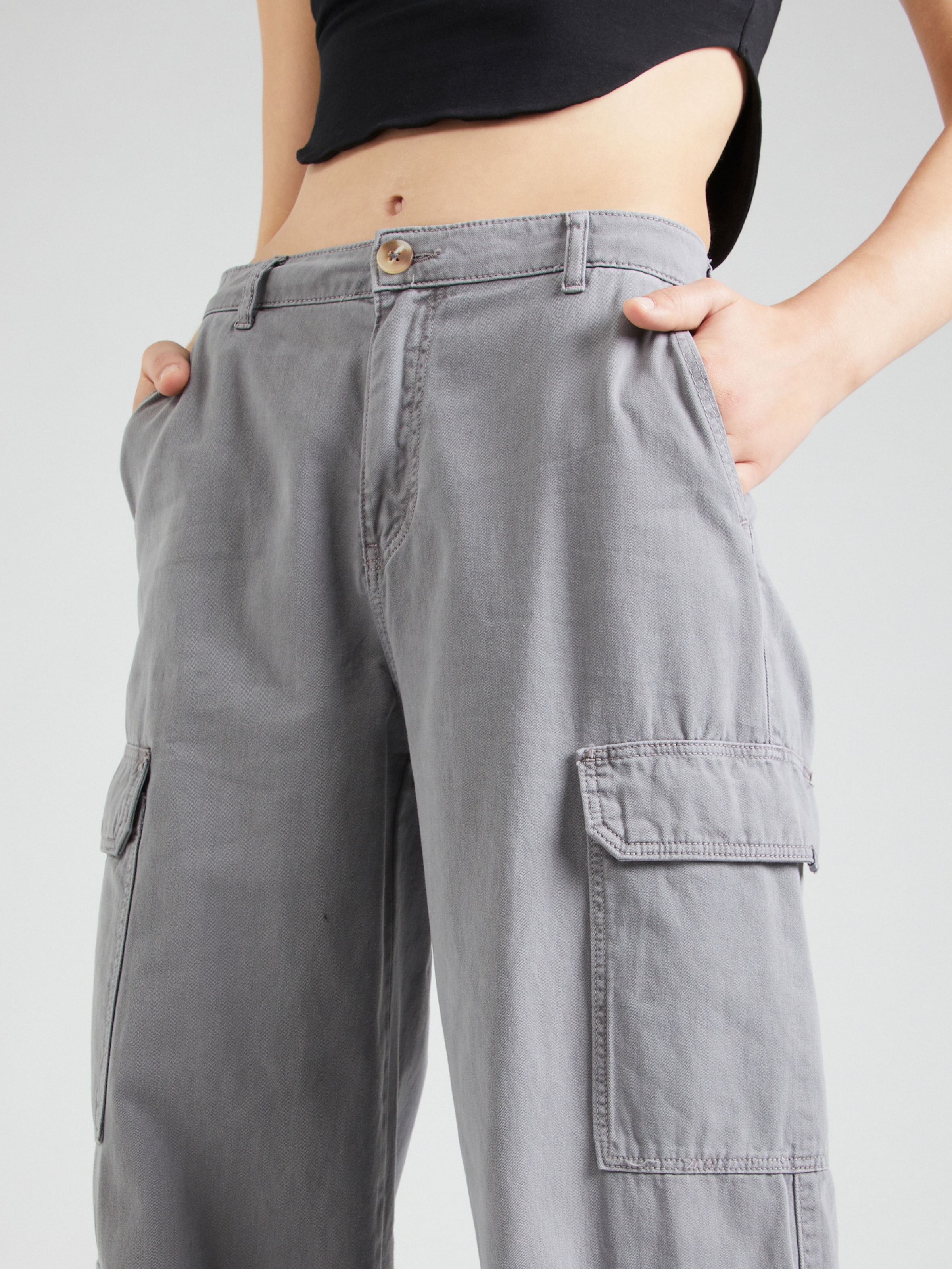 Wide Leg Pantalon cargo Tally Weijl en Gris Clair ABOUT YOU