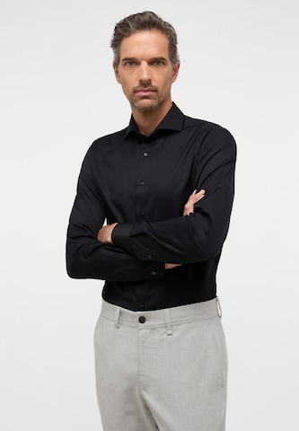 ETERNA Slim fit Button Up Shirt in Black: front