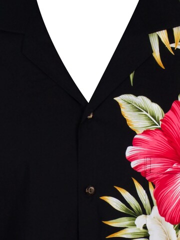 KY's Regular Fit Hemd 'Hibiskus Allover'‌‌‌‌‌‌‌ in Schwarz