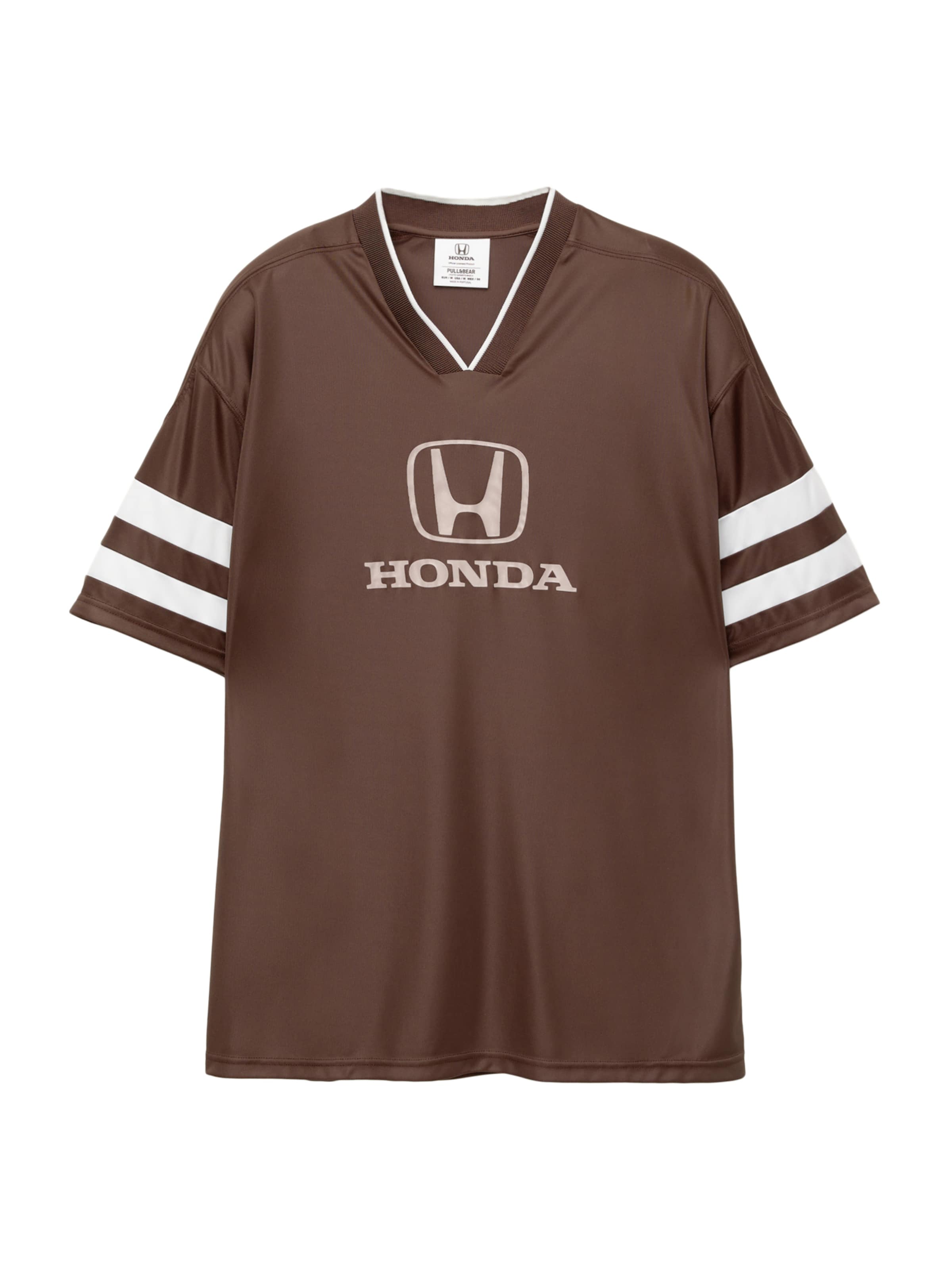 Pull&Bear Shirt 'HONDA FÚTBOL'' in Brown: front