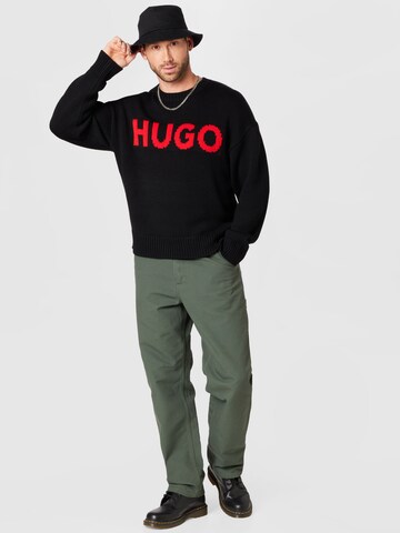 HUGO Red - Pullover 'Slogonon' em preto