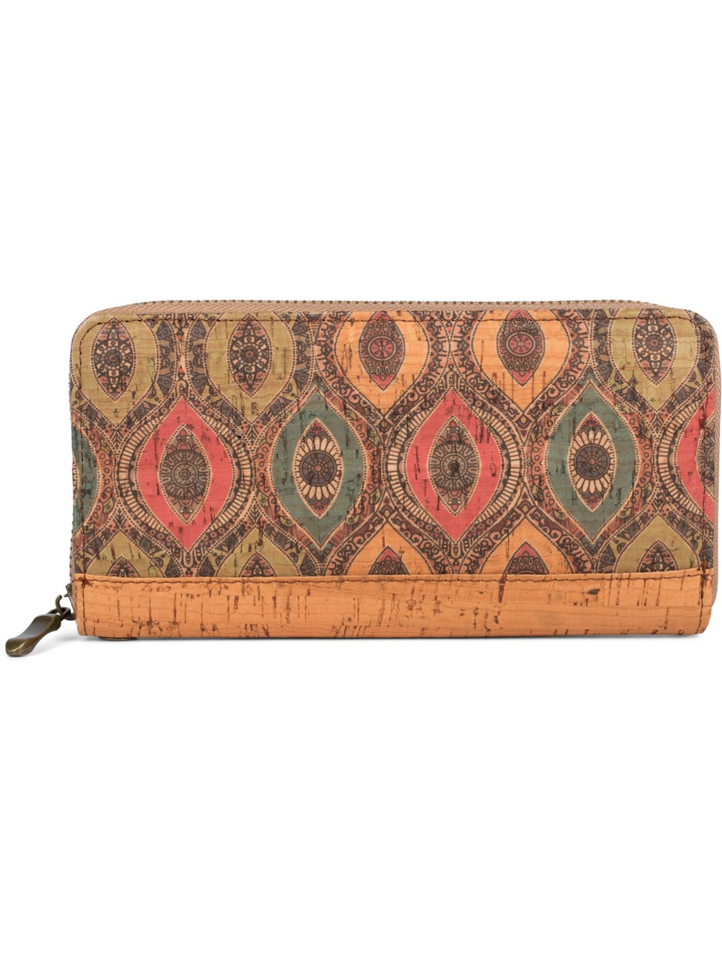 styleBREAKER Portemonnaie 'Kork Geldbörse mit buntem Muster Print'‌‌‌‌‌‌‌‌ in Gelb: Vorderseite