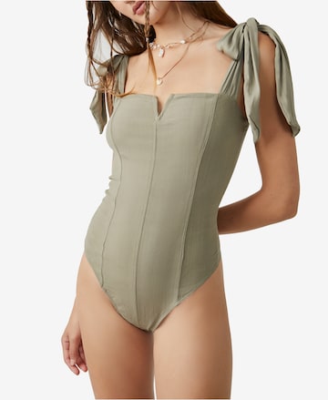 Free People Shirt body 'Lola' in Groen: voorkant