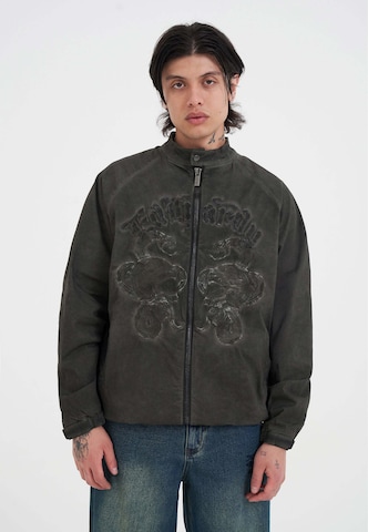 Ed HardyPrijelazna jakna 'Schädel und Schlange' - zelena boja: prednji dio