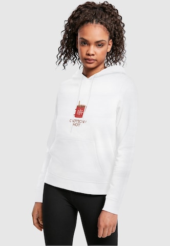 Merchcode Sweatshirt 'Caution Hot' in Wit: voorkant