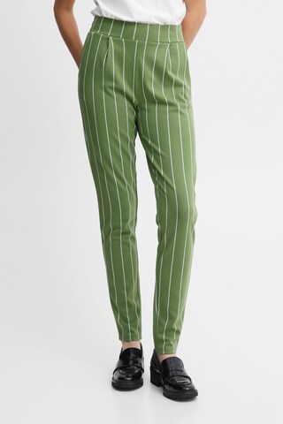 Coupe slim Pantalon à pince 'Ruti' ICHI en vert : devant