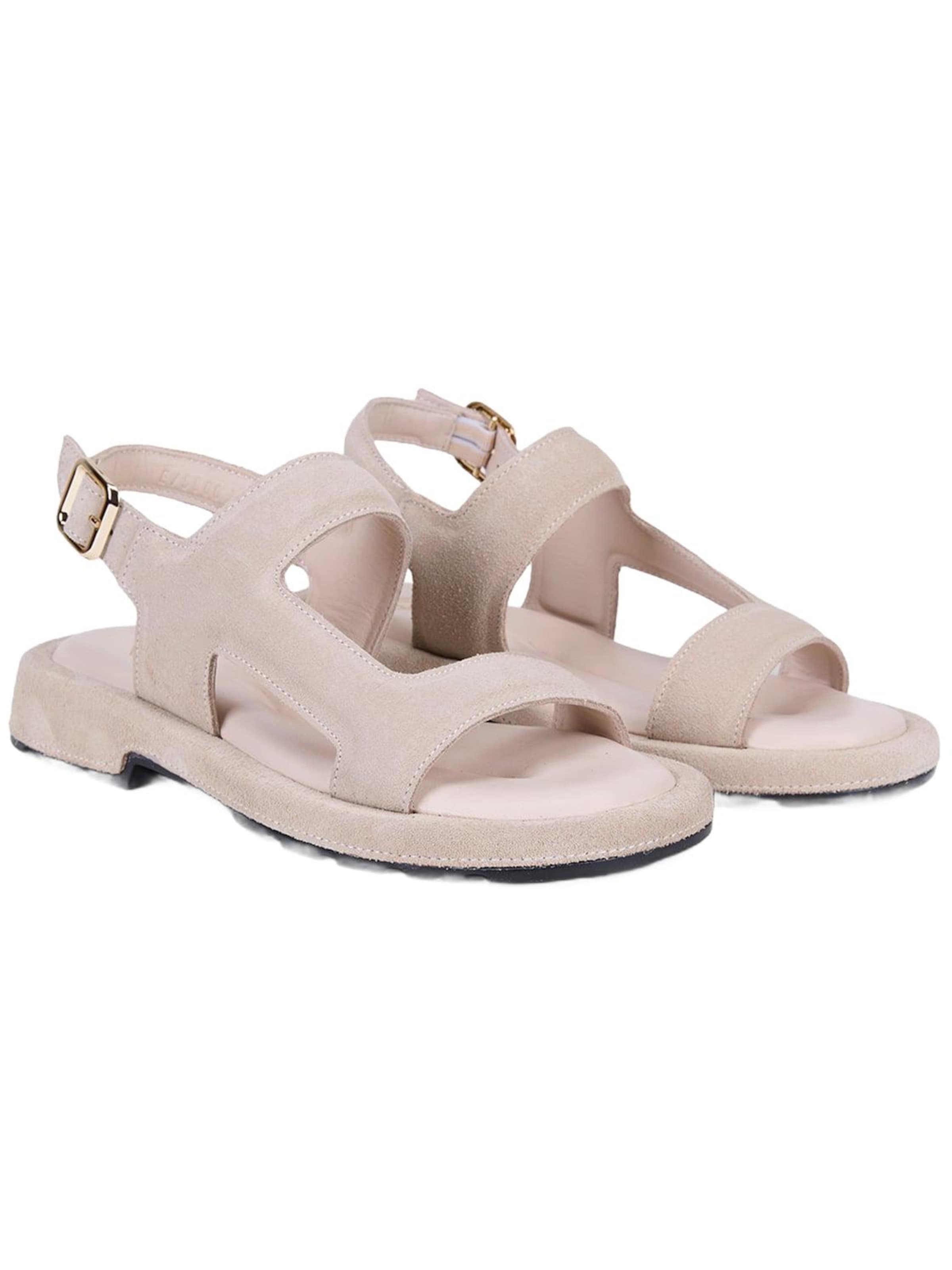 Desa - Sandalias 'DESA Damen-Sandalen aus Wildleder mit Knöchelschnalle' en beige: frente
