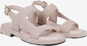 Desa - Sandalias 'DESA Damen-Sandalen aus Wildleder mit Knöchelschnalle' en beige: frente