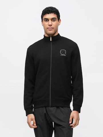 Karl Lagerfeld Zip-Up Hoodie in Black: front