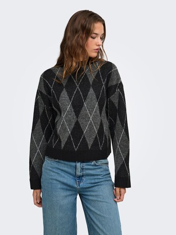 ONLY Sweater 'RHOMBUS' in Black: front